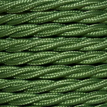Close-up of green braided rope on a beige background