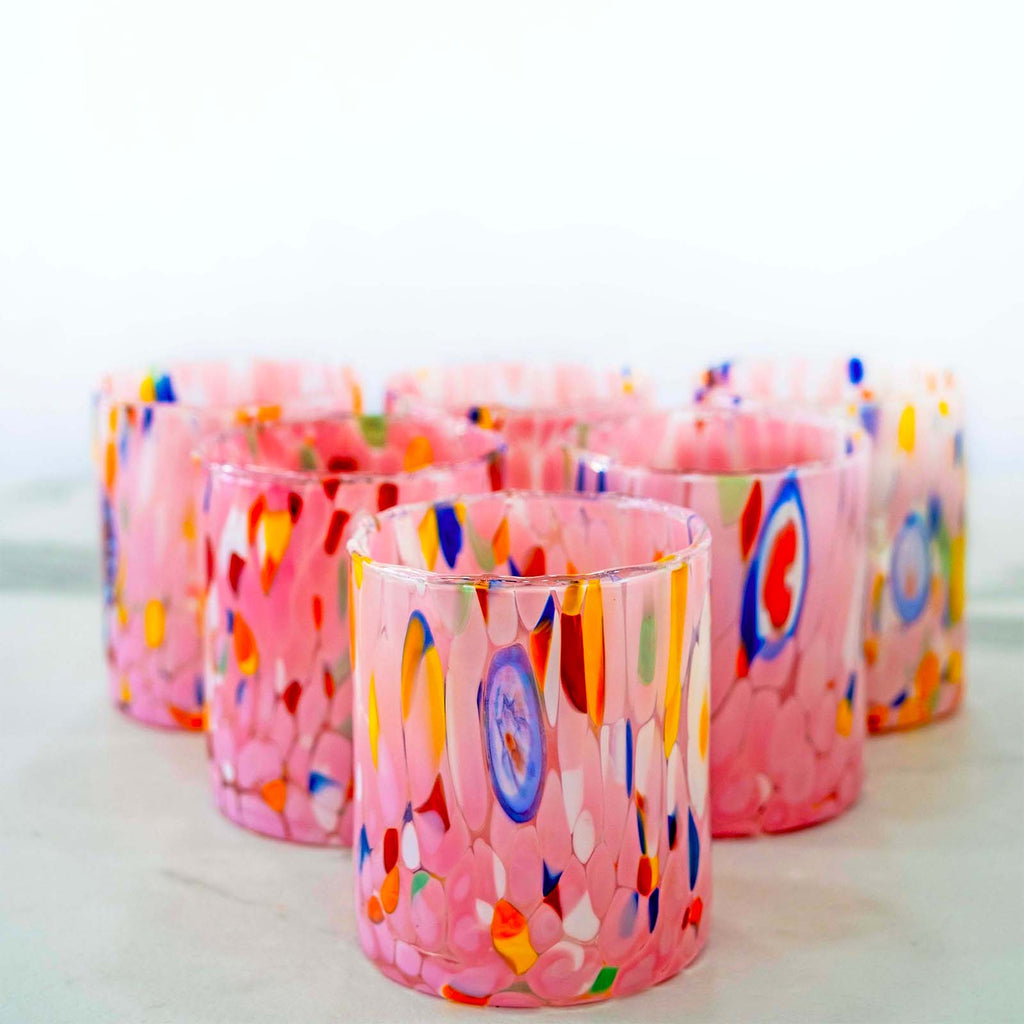 Pink Murano blown glass tumbler, product photo 8