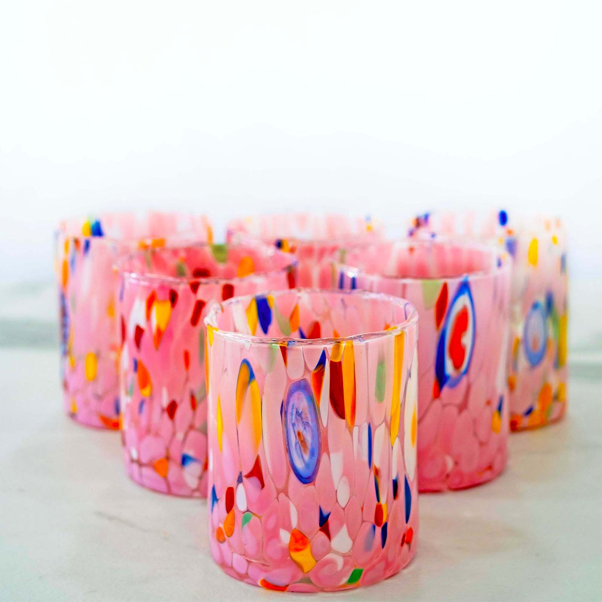 Pink Murano blown glass tumbler, product photo 8
