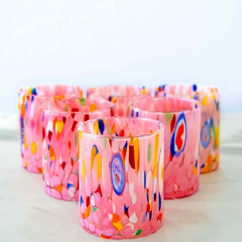 Pink Murano blown glass tumbler, product photo 1