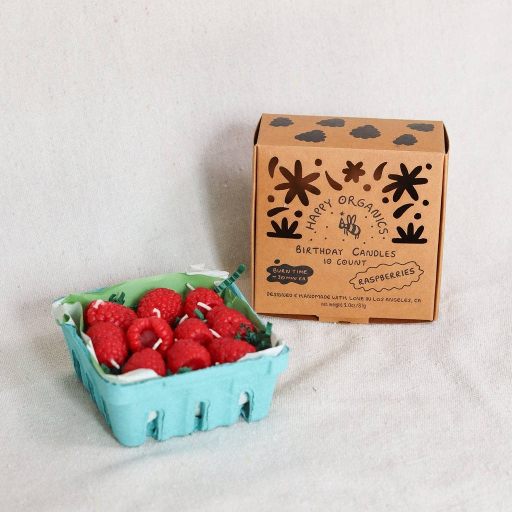 Raspberry-shaped beeswax candles, detail