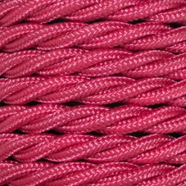 Close-up of pink braided cord on a beige background