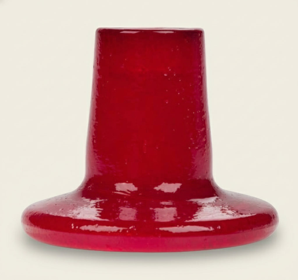 Red ceramic vase on a white background
