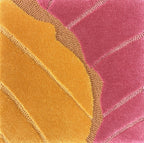 Detail of the Ripple horizon rug pile in amber and rose pink