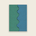 Ripple hand tufted rug in tide, sea green meeting ocean blue in a wave pattern, shown flat