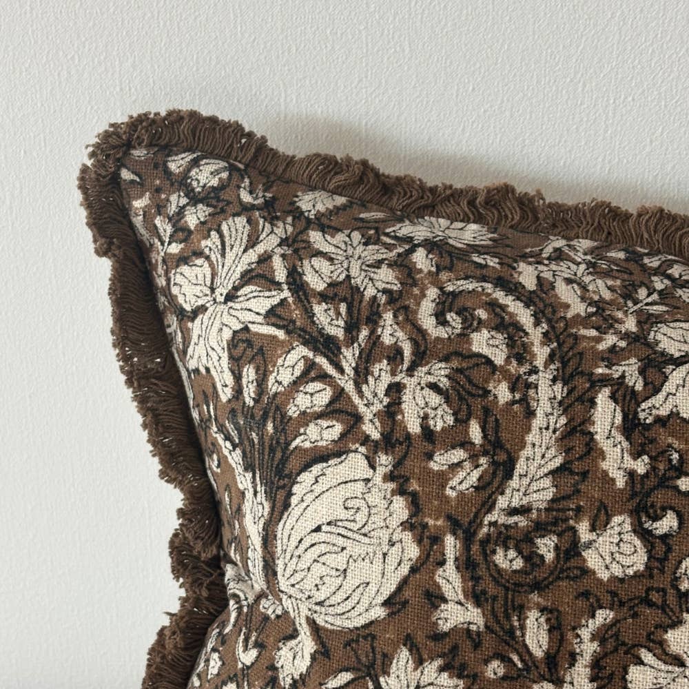 Sadie brown print cushion cover, supplier detail photo