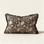 Sadie brown and cream print cotton cushion cover, 50 x 30 cm
