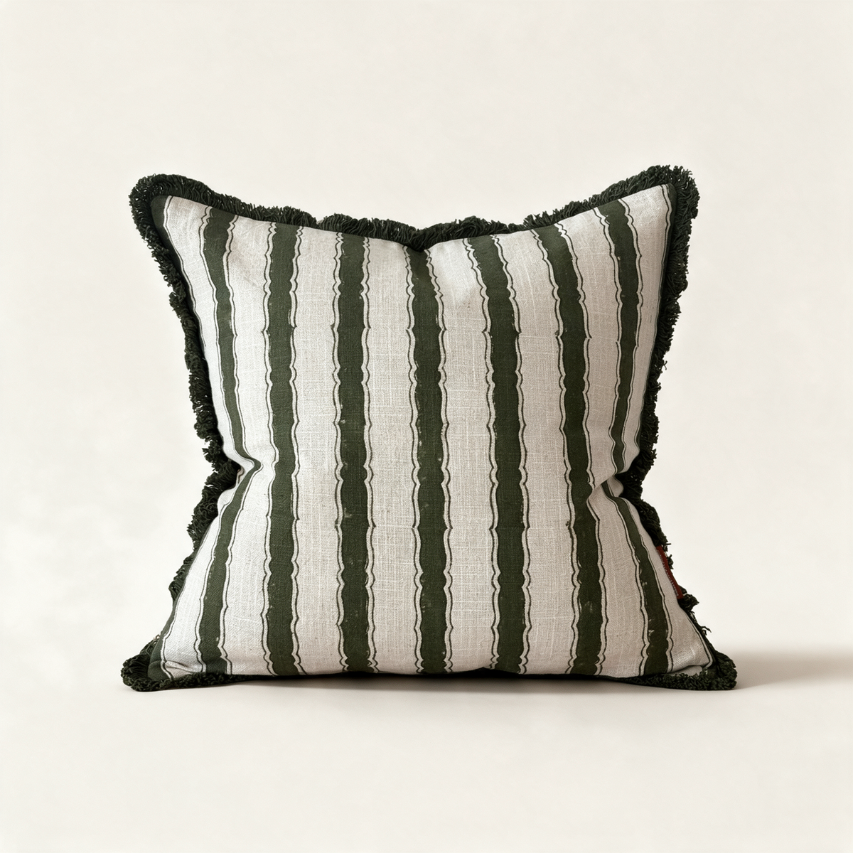 Sadie vintage olive stripe cotton cushion cover, 45 x 45 cm