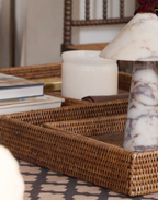 Salcombe marble light with its base and marble shade, side view