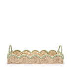 Handwoven scalloped green edge tray shown from above