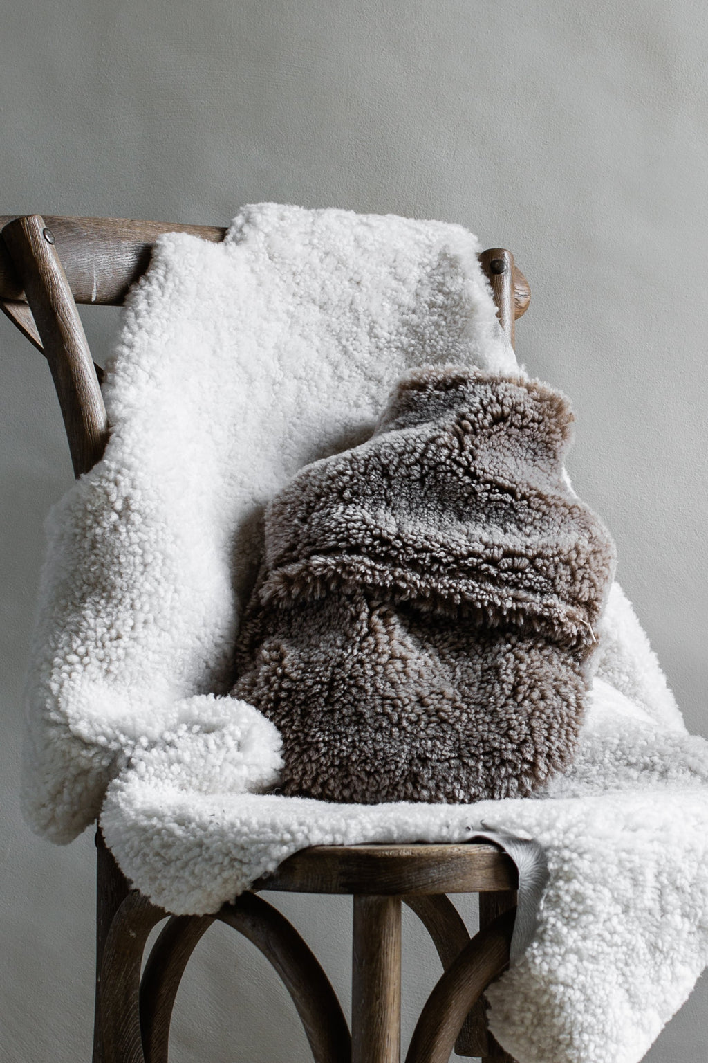 Brown teddy sheepskin hot water bottle cover