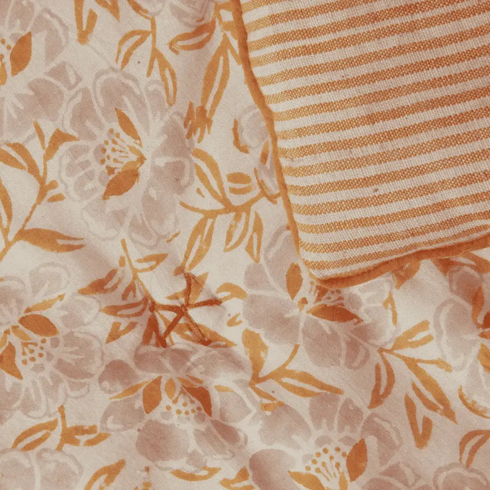Close-up of floral and striped fabric patterns