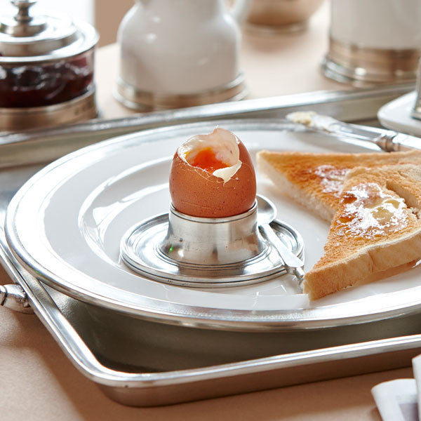 Stromboli pewter egg cup, detail view