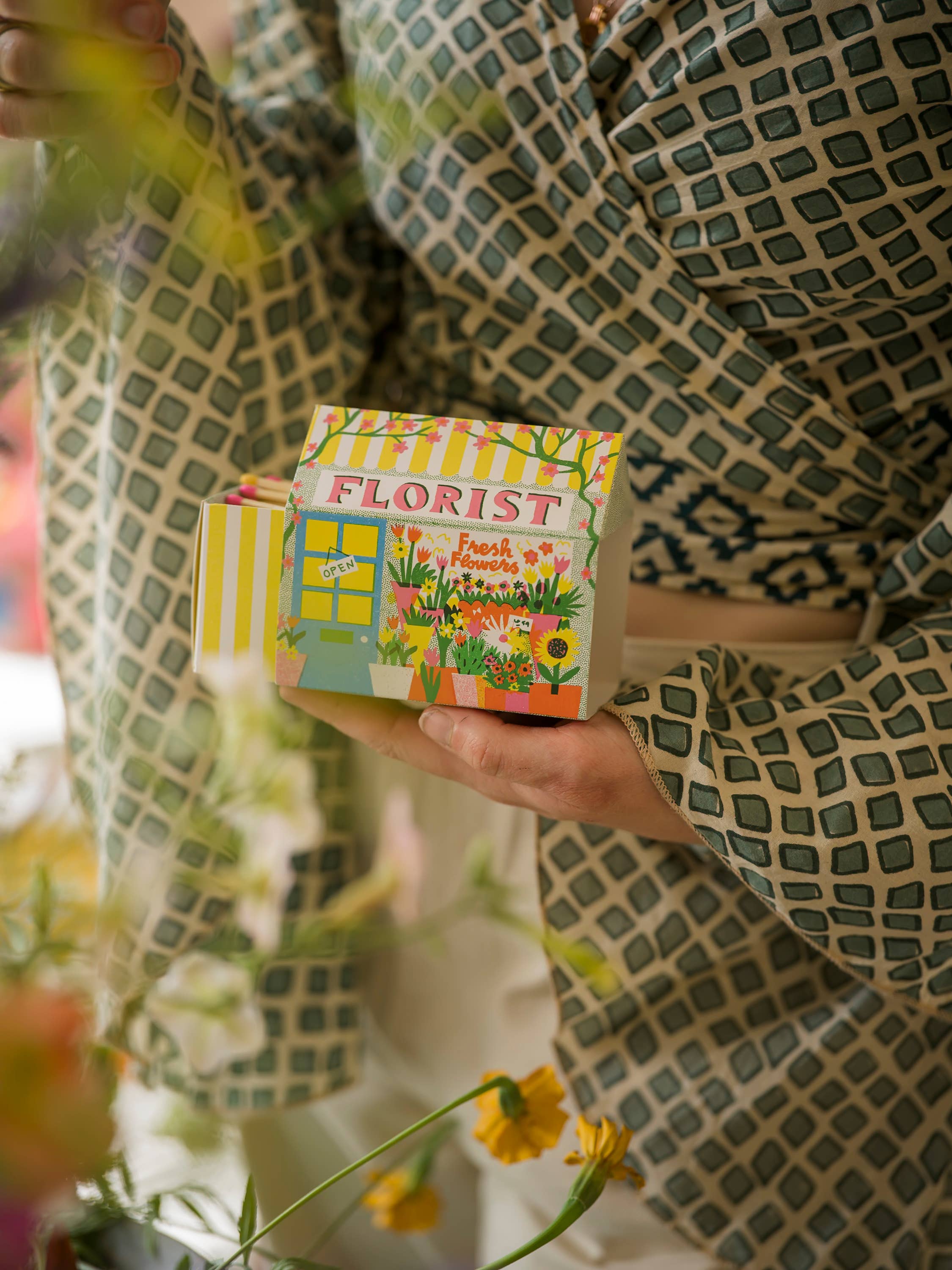 The Florist house-shaped Archivist matchbox, detail view of the striking side and matches