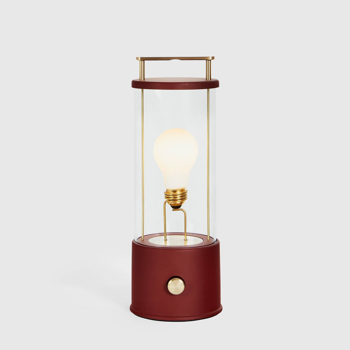 The Muse portable lamp in Pomona Red, detail of the integrated dimmer