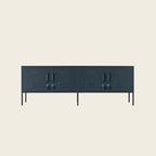 dark grey double locker side board on a beige background