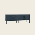 dark grey double locker side board on beige background