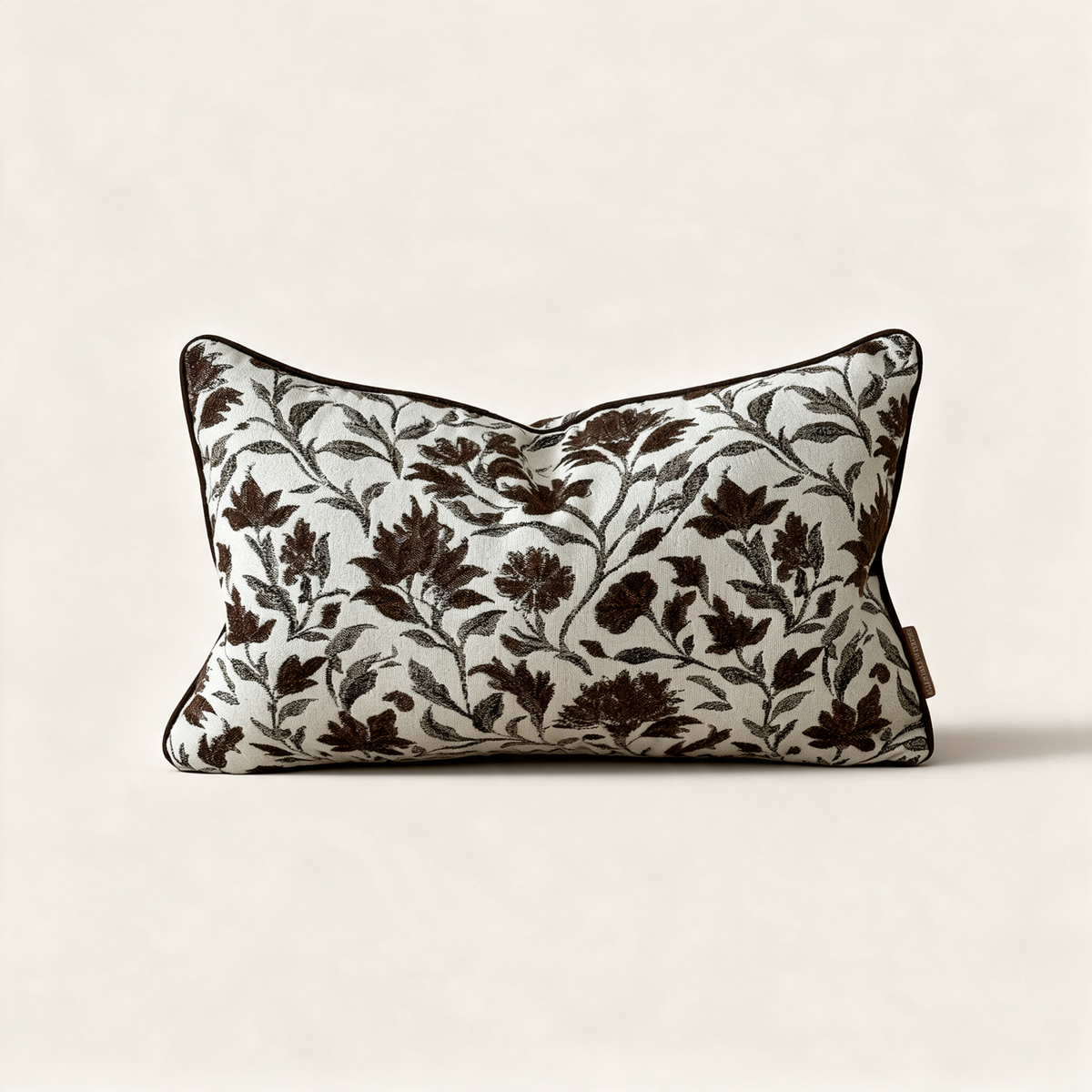 Thea brown and cream print cushion cover, 50 x 30 cm