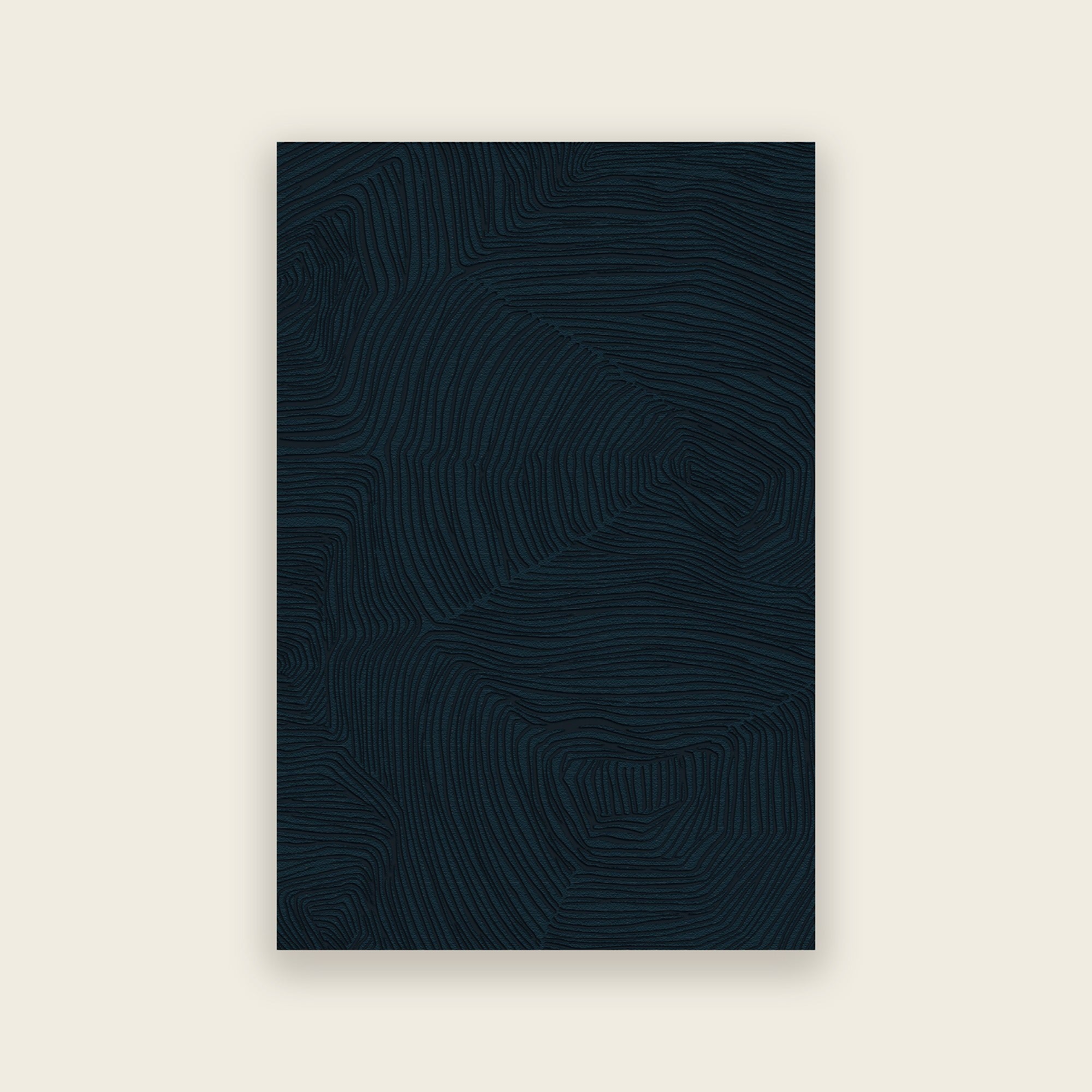 Trace hand tufted rug in mineral, fine tonal contour lines in deep dark teal, shown flat