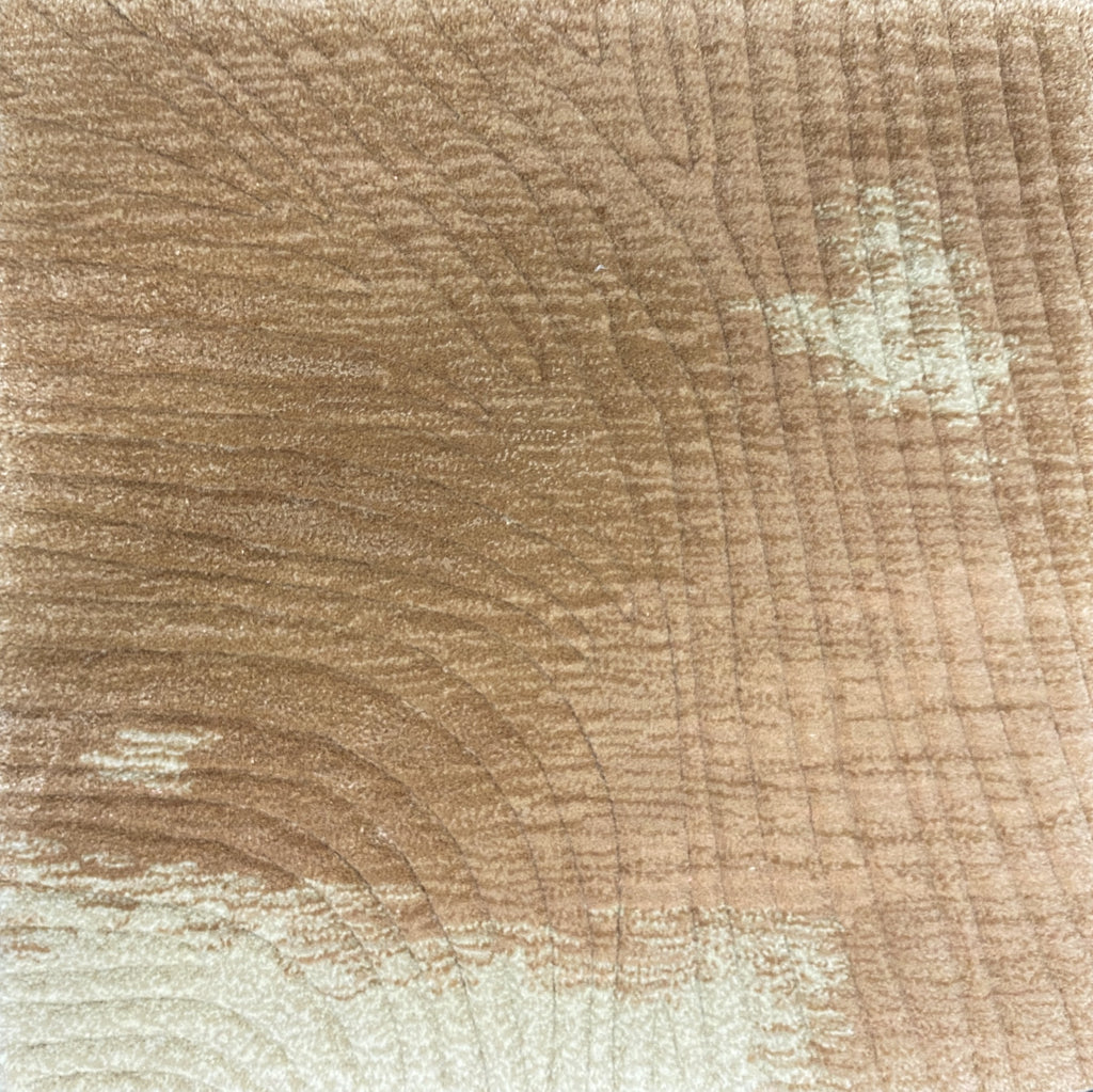 Detail of the Trove blush rug pile in clay pink with soft cream