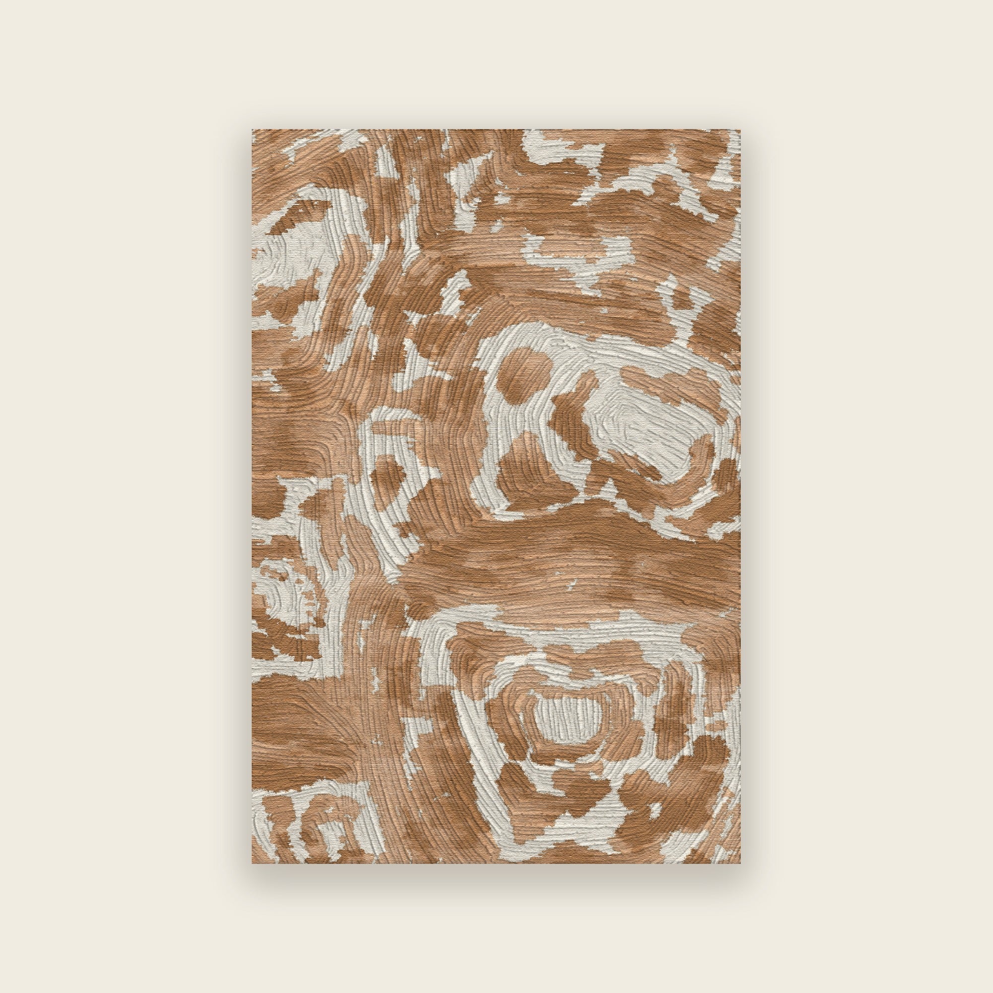 Trove hand tufted rug in blush, a tortoiseshell design in warm clay pink and cream, shown flat
