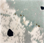 Detail of the Tundra rug pile in sage green, stone and gold