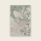 Tundra hand tufted rug in painterly sage green, greige and stone with gold veining, shown flat