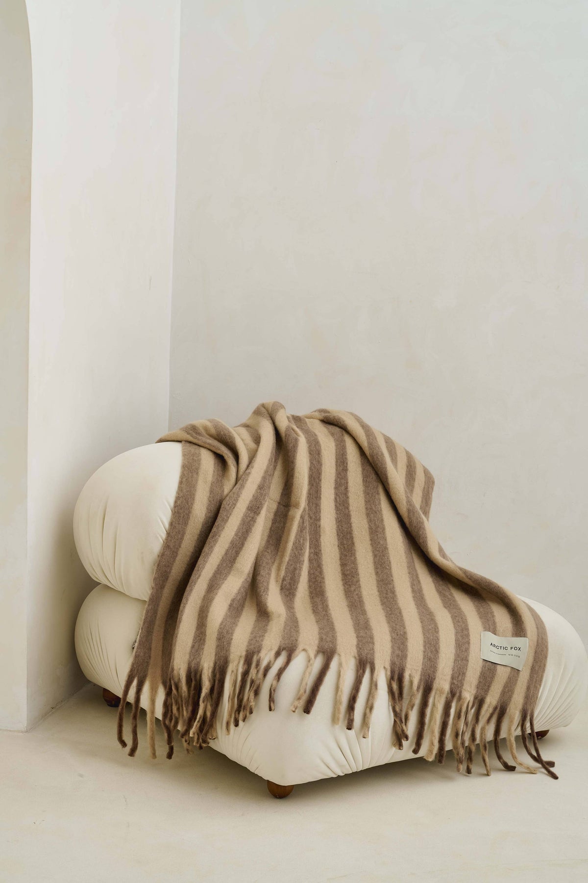 Wool Stripe Throw in burnt umber stripe, view 2