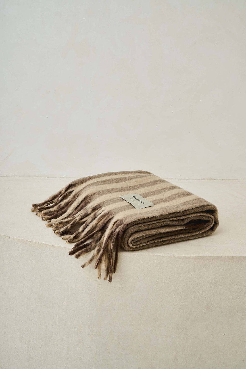 Wool Stripe Throw in burnt umber stripe, view 5