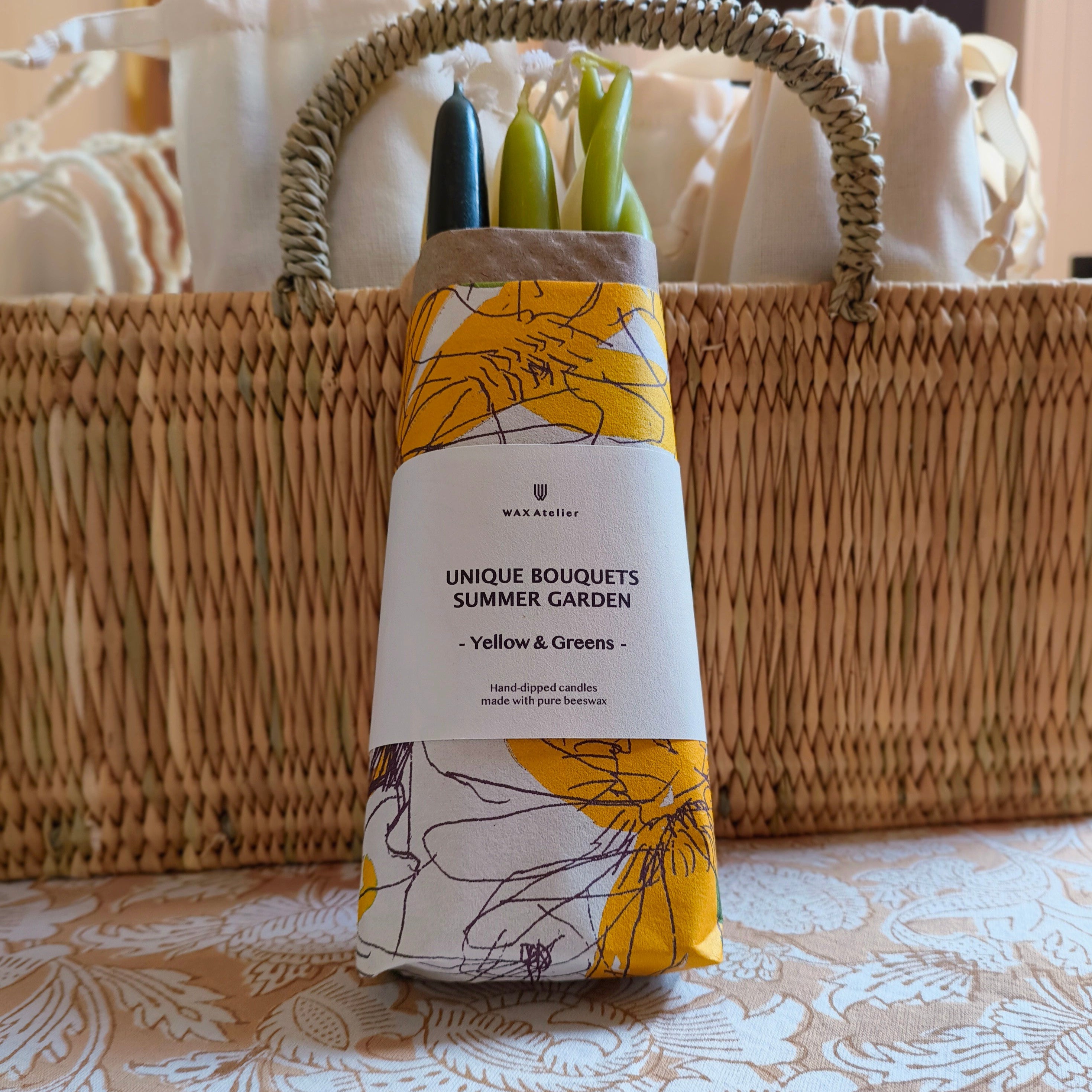 yellow and green 6 pack of candles