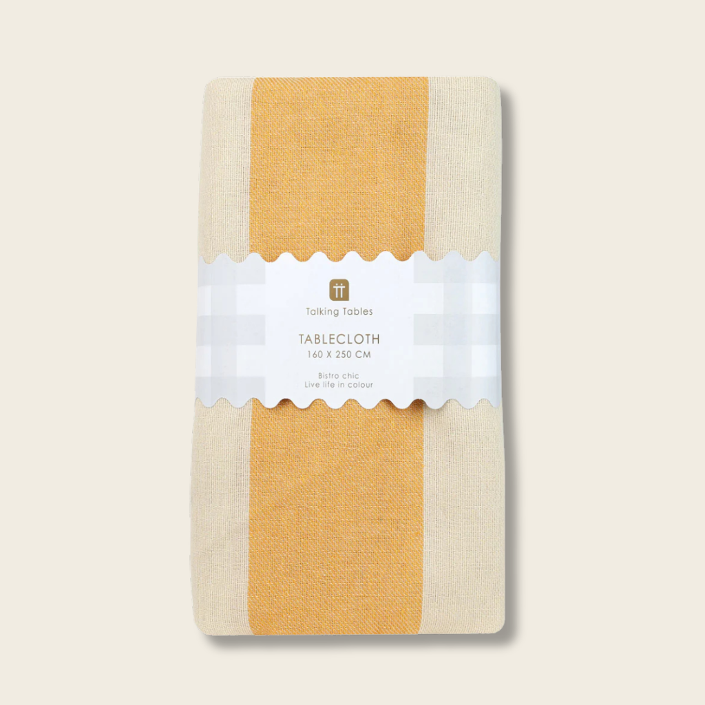 Yellow Stripe Cotton XL Tablecloth